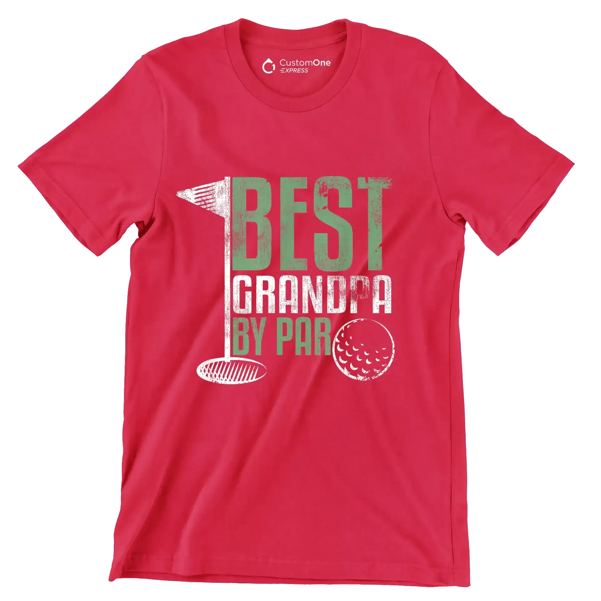BEST GRANDPA BY PAR - Golf Themed T-Shirt-Red-S-Custom One Express