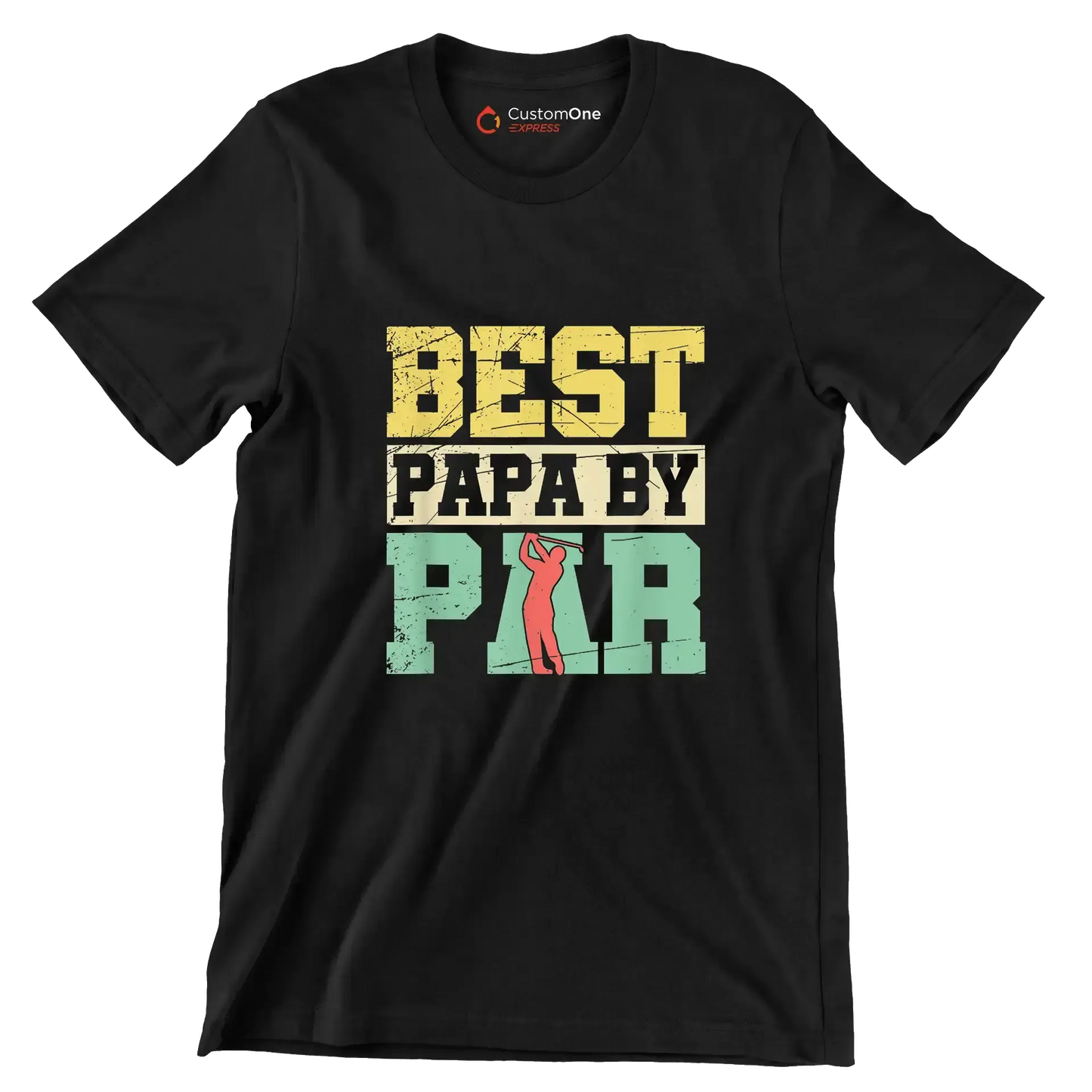 BEST PAPA BY PAR - Golf Themed T-Shirt-Black-S-Custom One Express