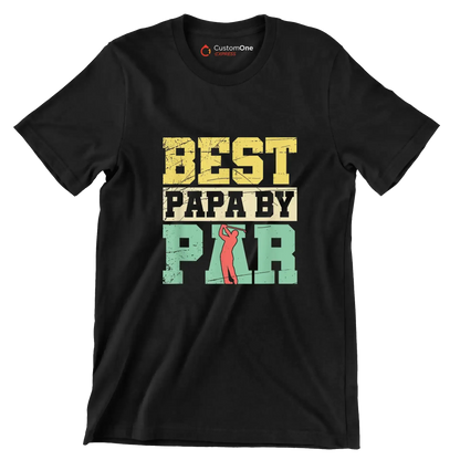 BEST PAPA BY PAR - Golf Themed T-Shirt-Black-S-Custom One Express