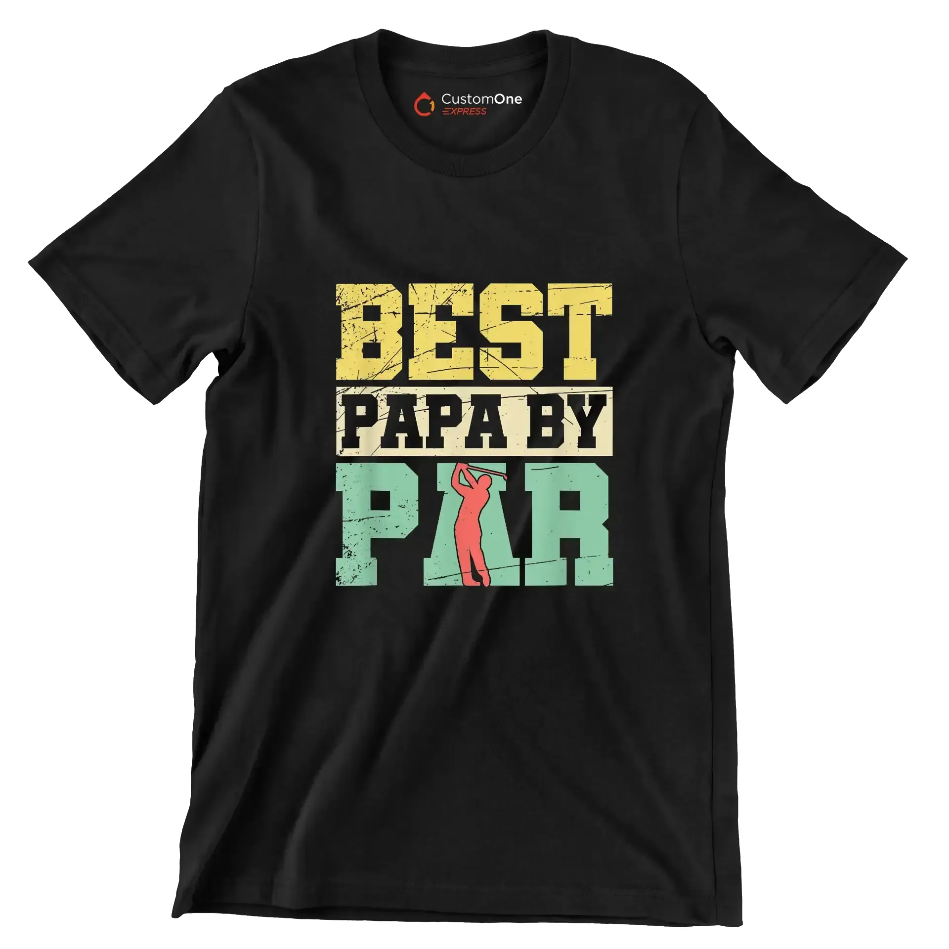 BEST PAPA BY PAR - Golf Themed T-Shirt-Black-S-Custom One Express