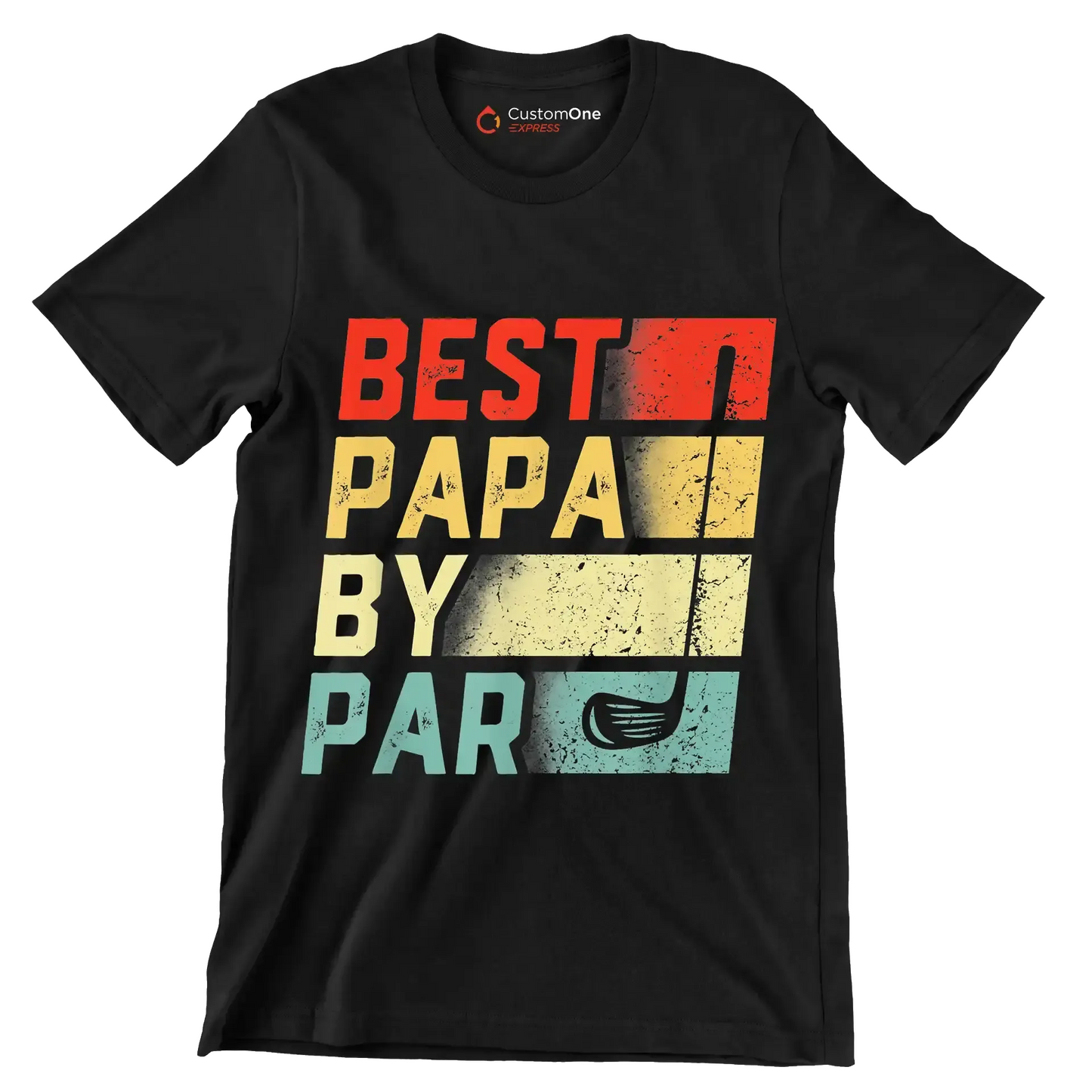 BEST PAPA BY PAR - Golf Themed T-Shirt-Black-S-Custom One Express
