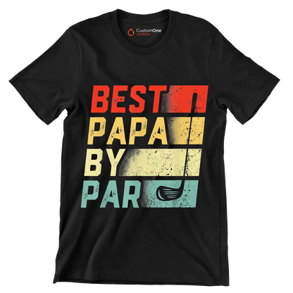 BEST PAPA BY PAR - Golf Themed T-Shirt-Black-S-Custom One Express