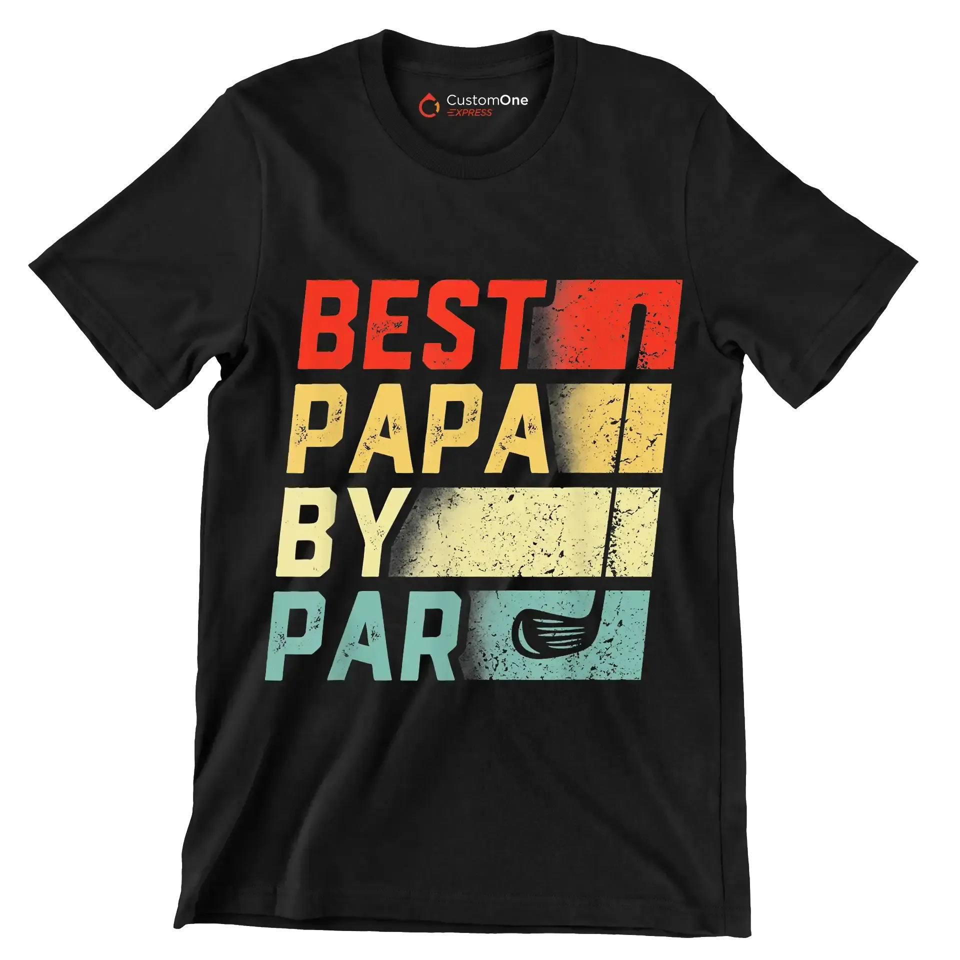 BEST PAPA BY PAR - Golf Themed T-Shirt-Black-S-Custom One Express