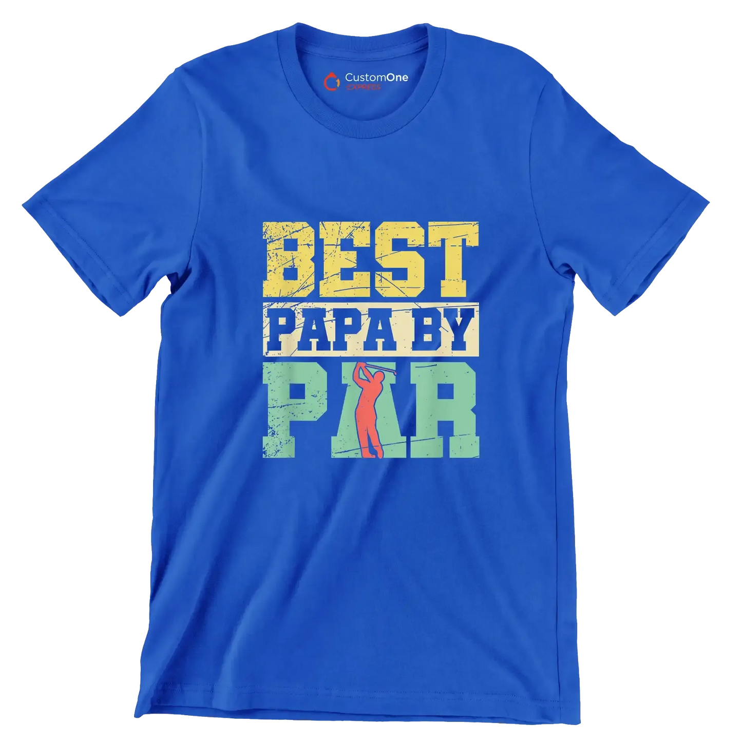 BEST PAPA BY PAR - Golf Themed T-Shirt-Blue-S-Custom One Express