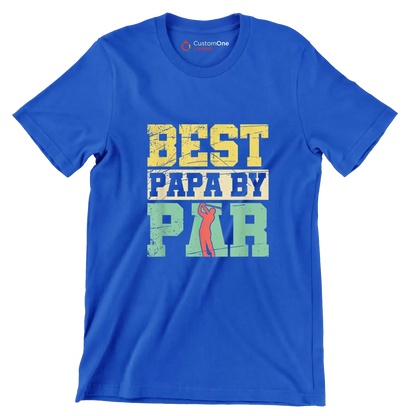 BEST PAPA BY PAR - Golf Themed T-Shirt-Blue-S-Custom One Express
