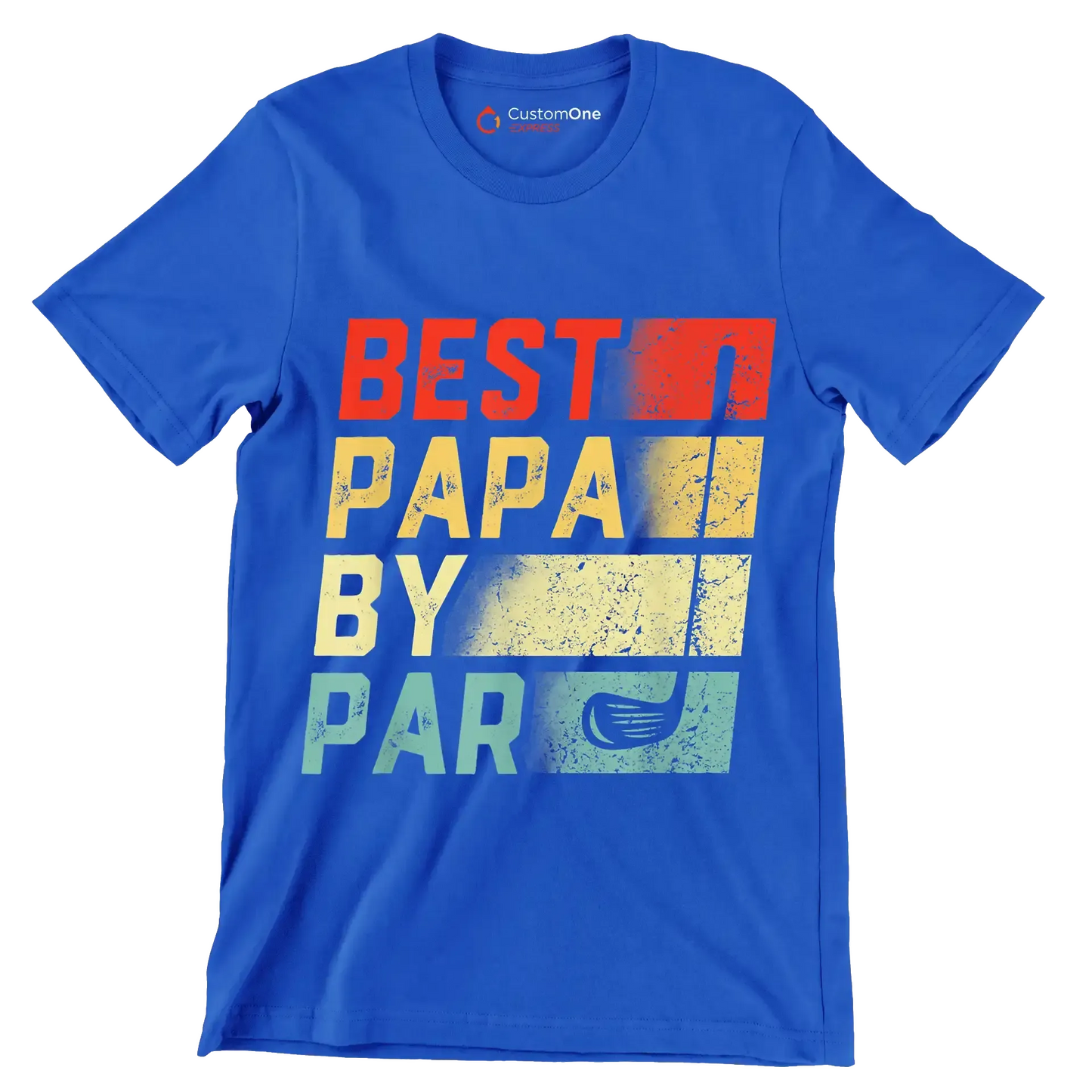 BEST PAPA BY PAR - Golf Themed T-Shirt-Blue-S-Custom One Express