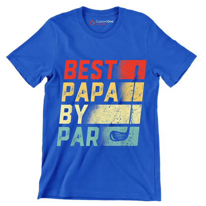 BEST PAPA BY PAR - Golf Themed T-Shirt-Blue-S-Custom One Express