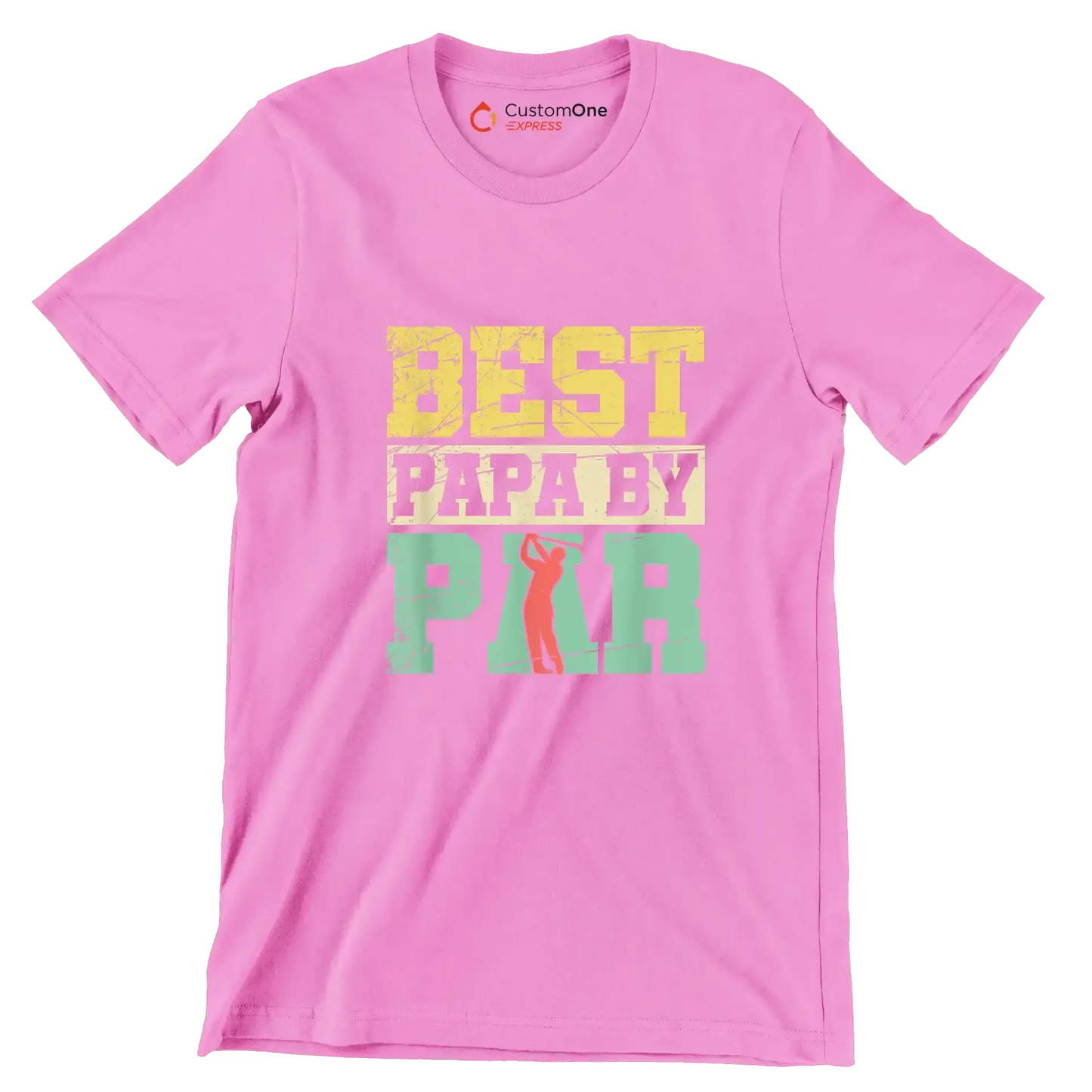 BEST PAPA BY PAR - Golf Themed T-Shirt-Pink-S-Custom One Express