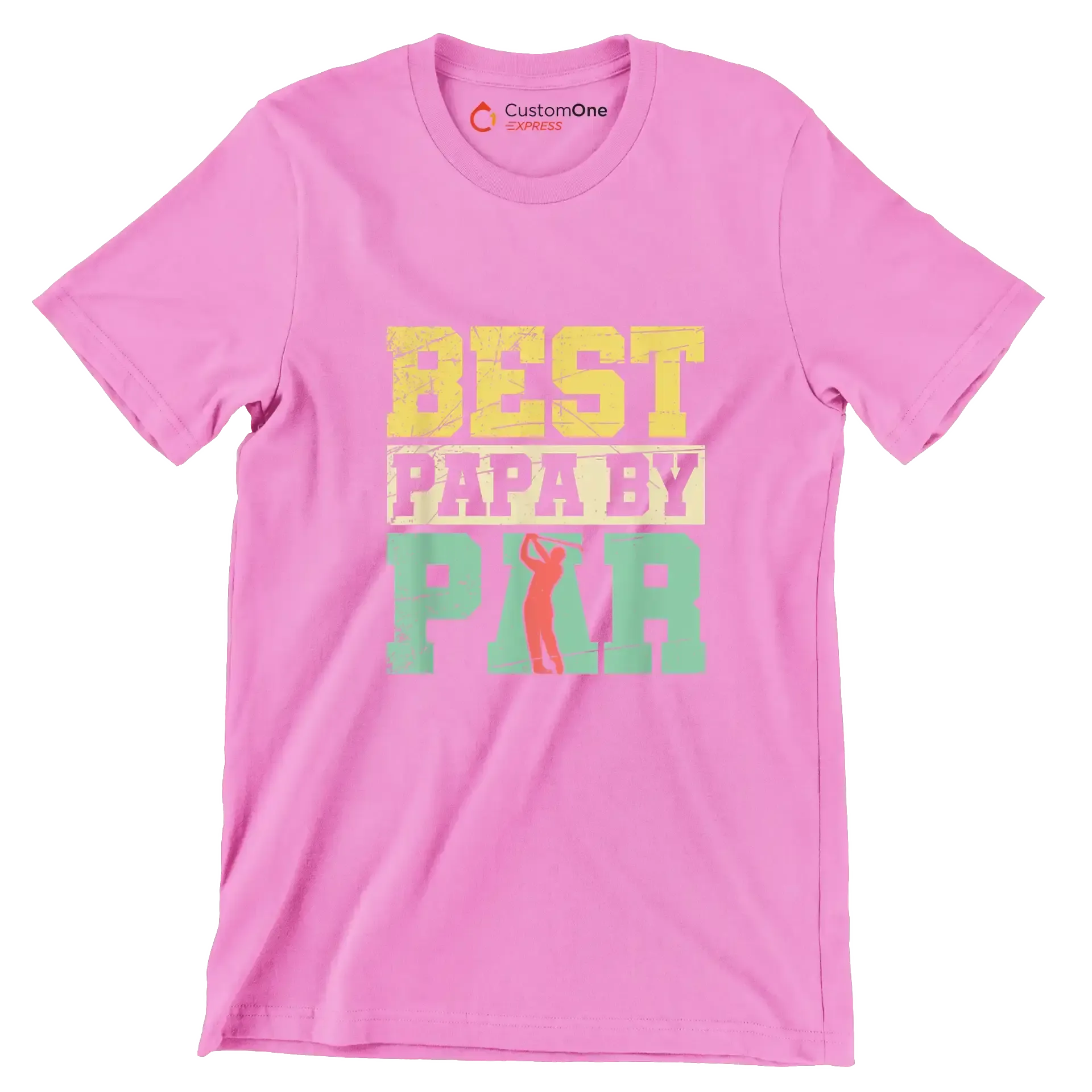 BEST PAPA BY PAR - Golf Themed T-Shirt-Pink-S-Custom One Express