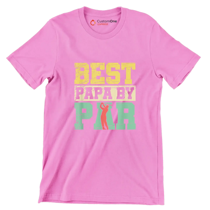 BEST PAPA BY PAR - Golf Themed T-Shirt-Pink-S-Custom One Express