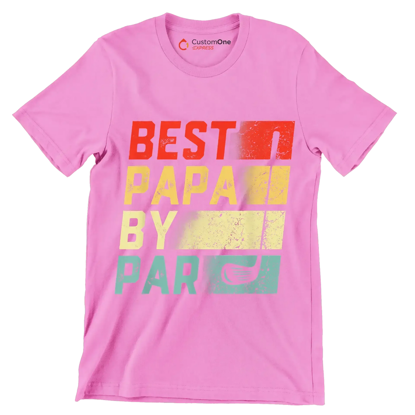 BEST PAPA BY PAR - Golf Themed T-Shirt-Pink-S-Custom One Express