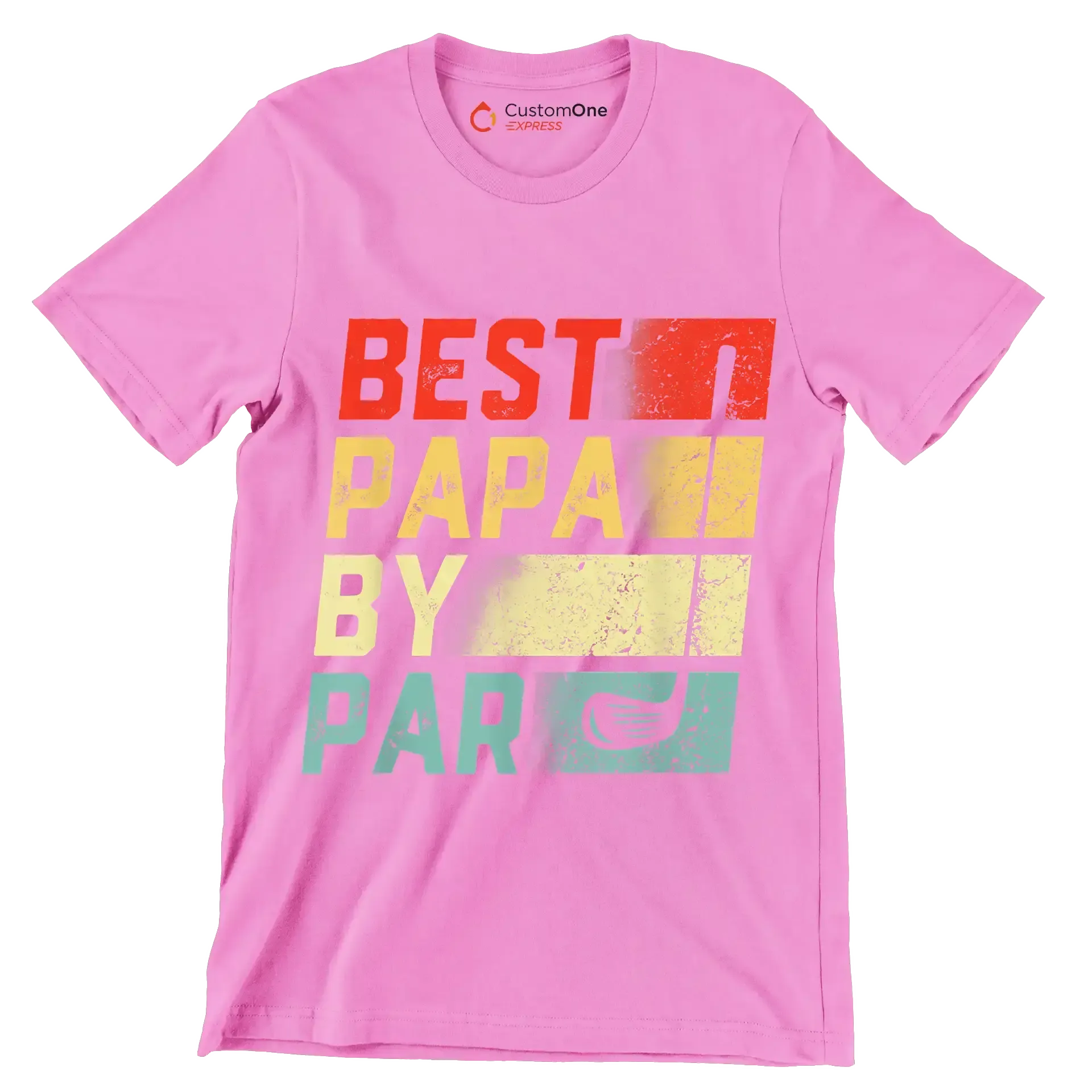 BEST PAPA BY PAR - Golf Themed T-Shirt-Pink-S-Custom One Express
