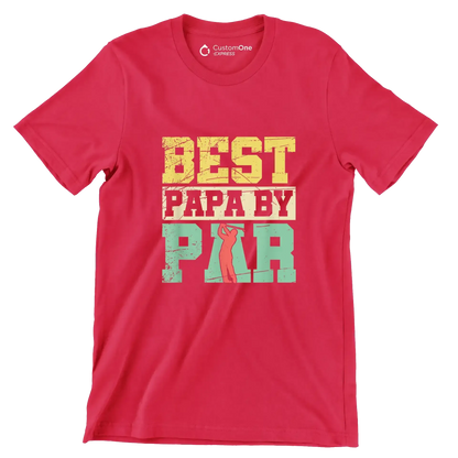 BEST PAPA BY PAR - Golf Themed T-Shirt-Red-S-Custom One Express