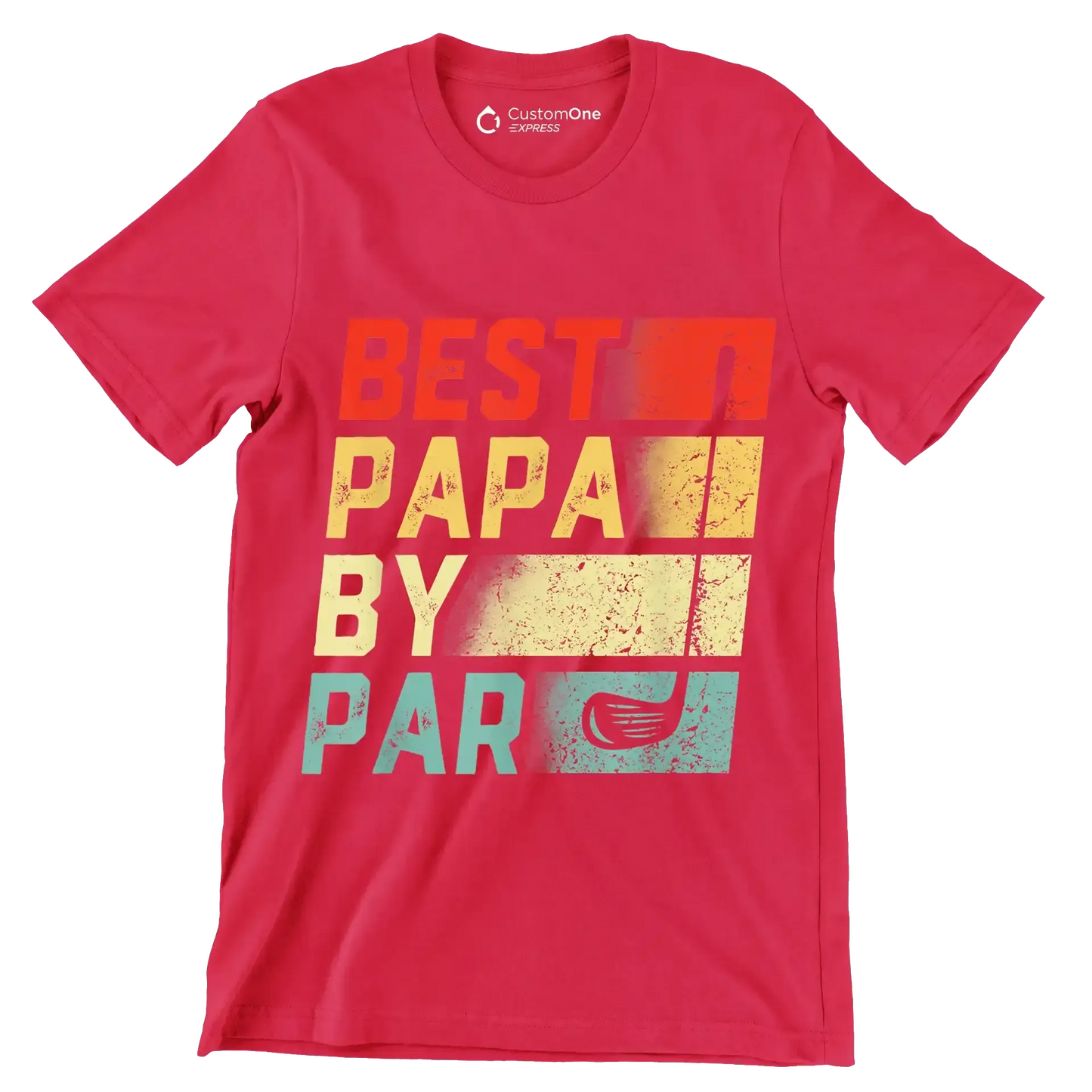 BEST PAPA BY PAR - Golf Themed T-Shirt-Red-S-Custom One Express
