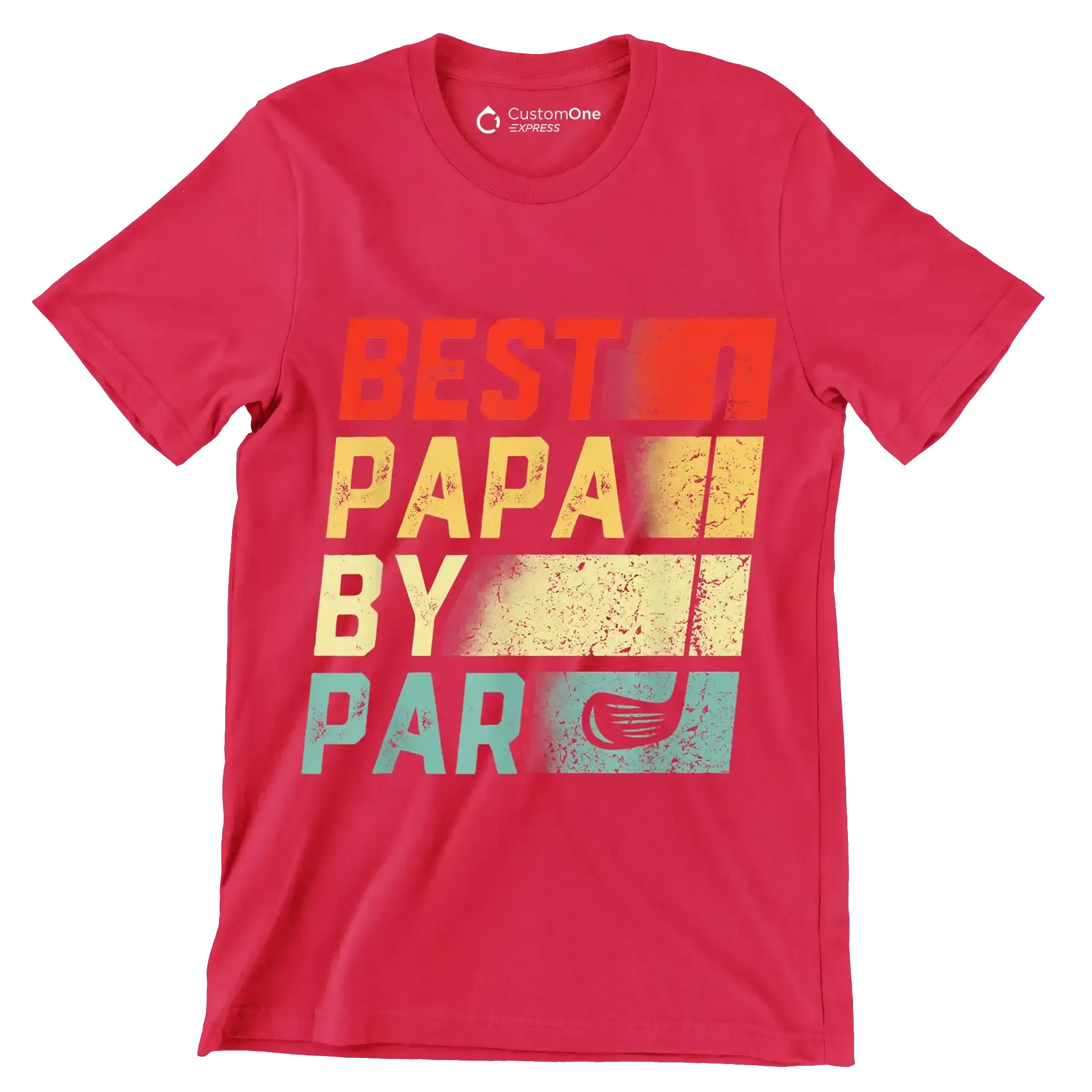 BEST PAPA BY PAR - Golf Themed T-Shirt-Red-S-Custom One Express