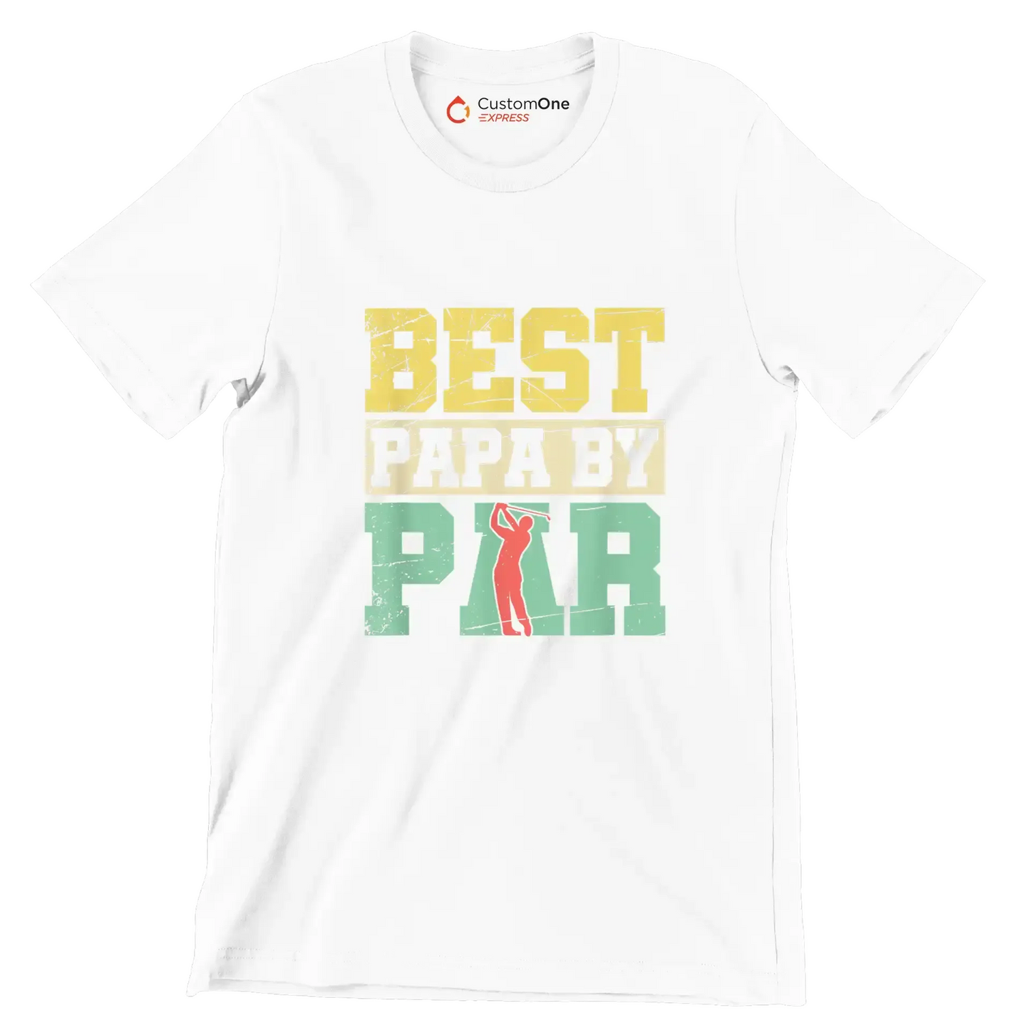 BEST PAPA BY PAR - Golf Themed T-Shirt-White-S-Custom One Express