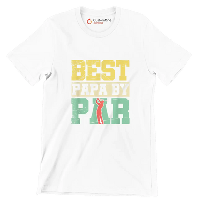 BEST PAPA BY PAR - Golf Themed T-Shirt-White-S-Custom One Express