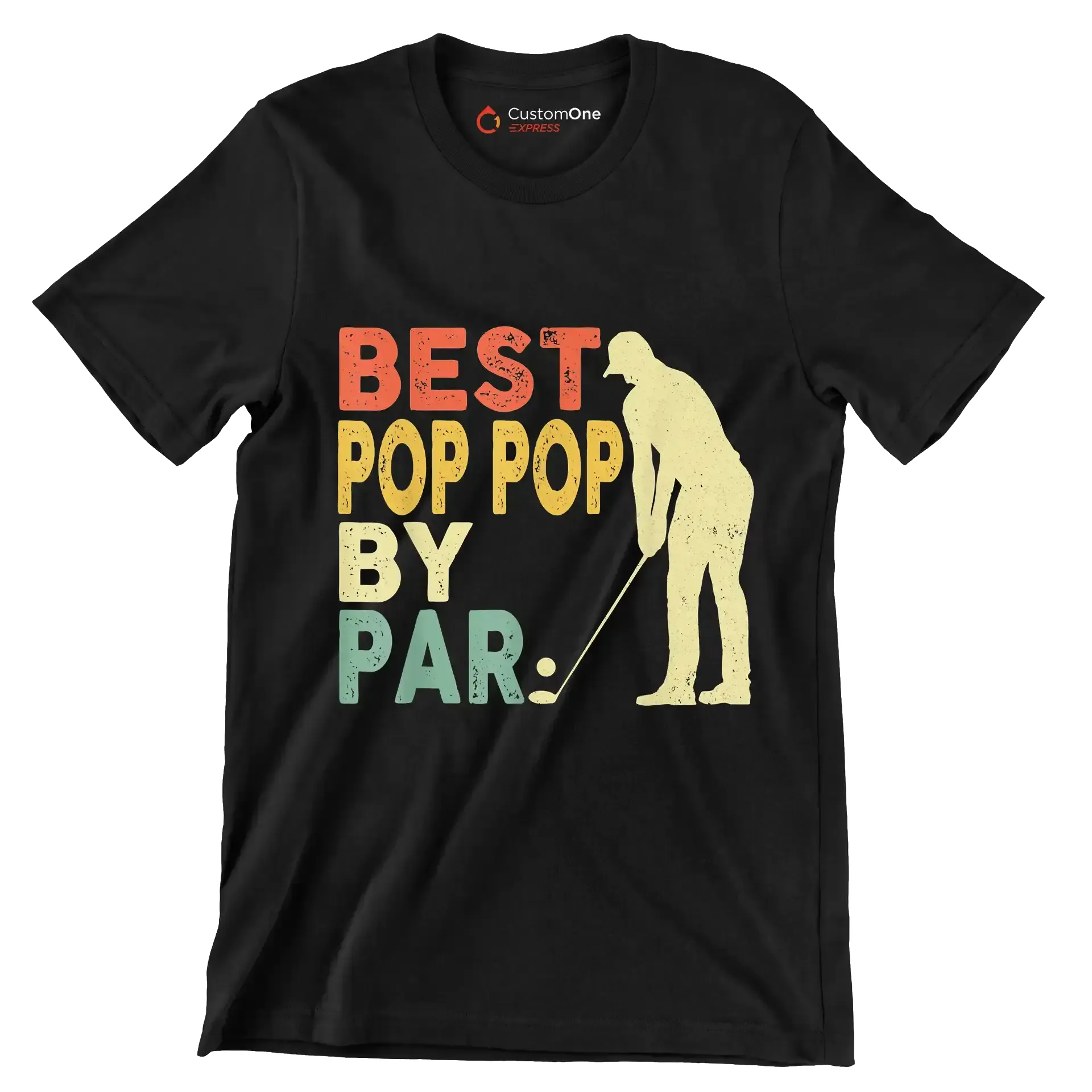 BEST POP POP BY PAR - Golf Themed T-Shirt-Black-S-Custom One Express