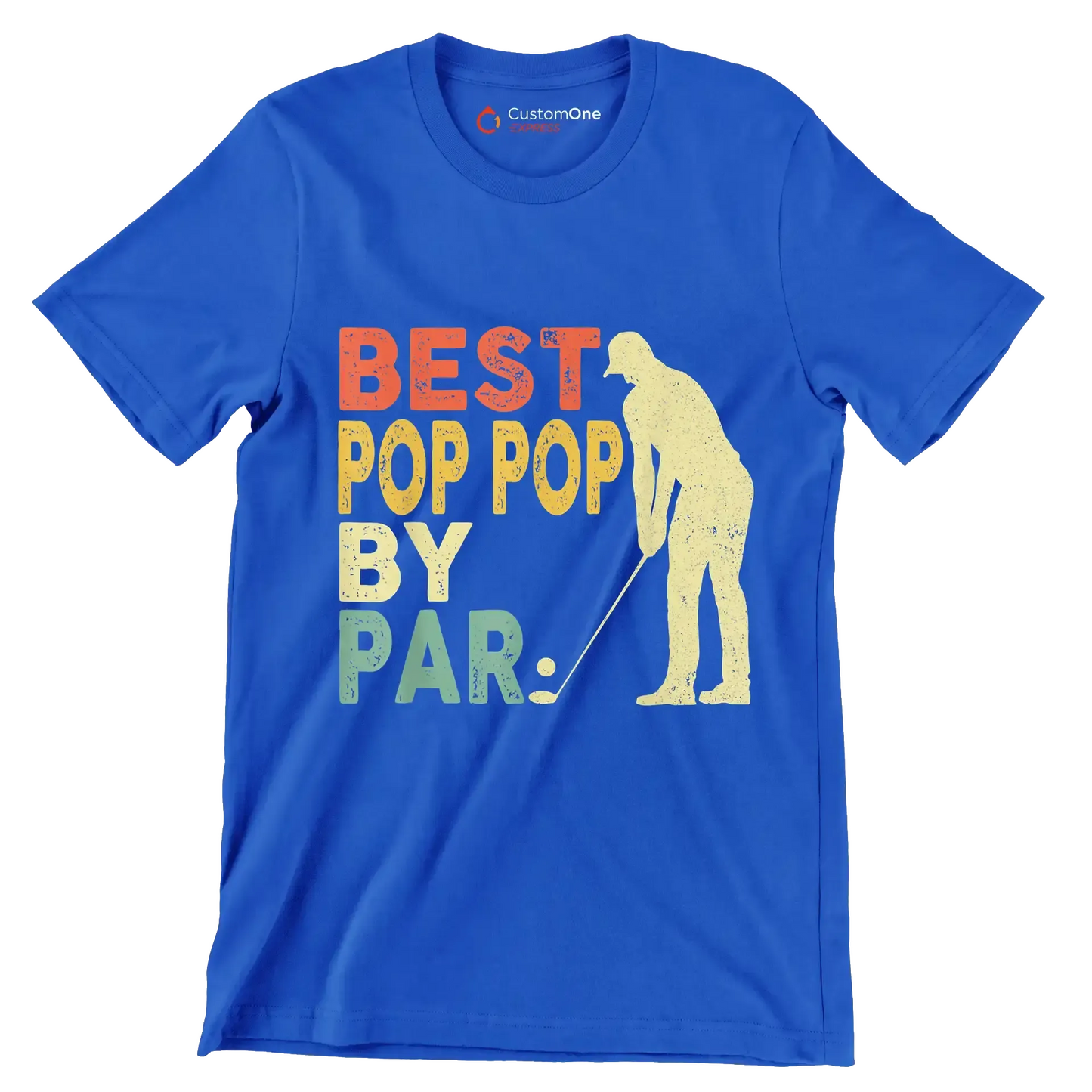 BEST POP POP BY PAR - Golf Themed T-Shirt-Blue-S-Custom One Express