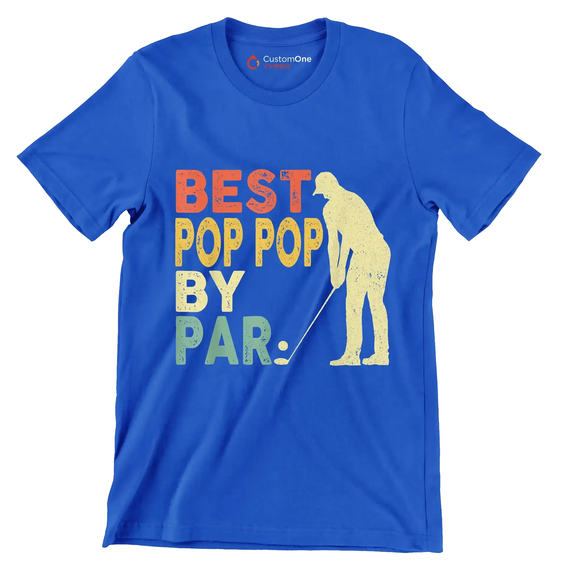 BEST POP POP BY PAR - Golf Themed T-Shirt-Blue-S-Custom One Express