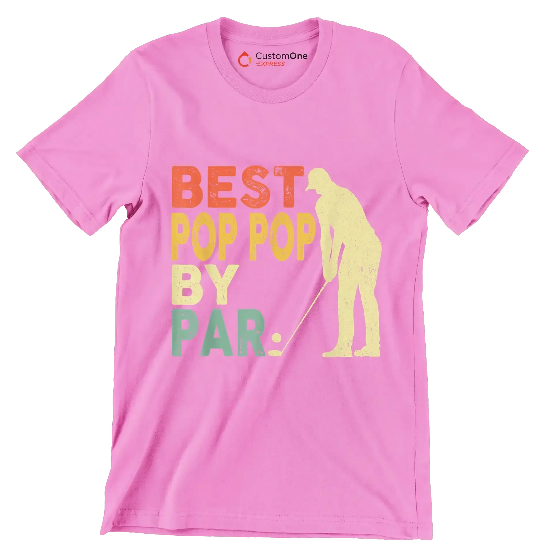 BEST POP POP BY PAR - Golf Themed T-Shirt-Pink-S-Custom One Express