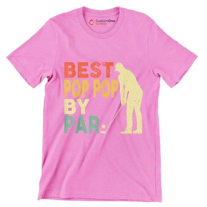 BEST POP POP BY PAR - Golf Themed T-Shirt-Pink-S-Custom One Express
