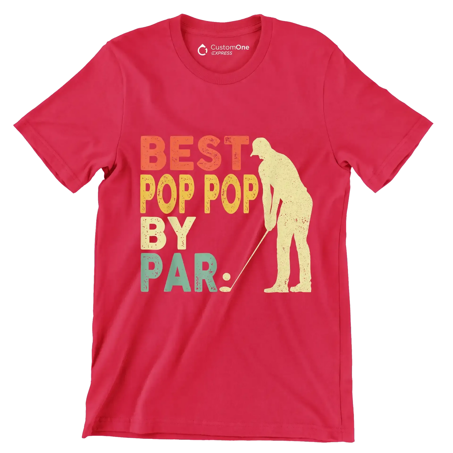 BEST POP POP BY PAR - Golf Themed T-Shirt-Red-S-Custom One Express
