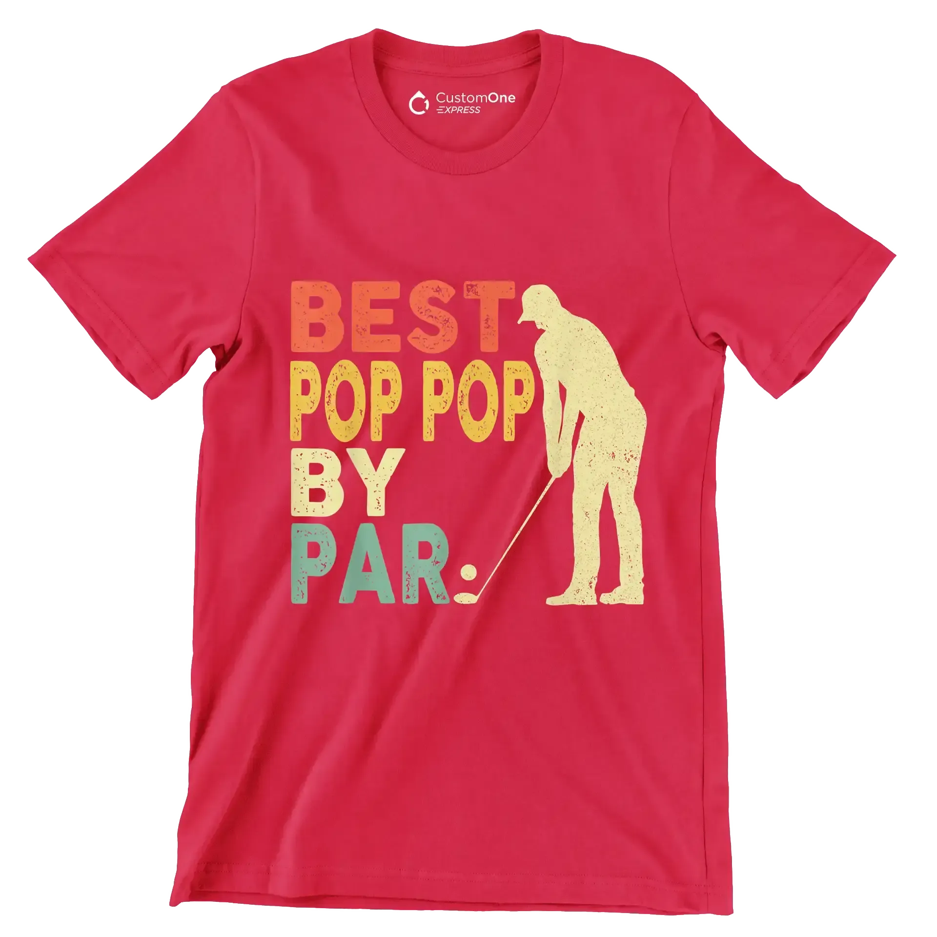 BEST POP POP BY PAR - Golf Themed T-Shirt-Red-S-Custom One Express