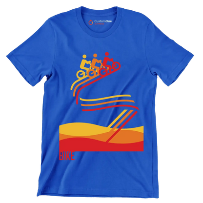 BIKE - Bicycle Themed T-Shirt-Blue-S-Custom One Express