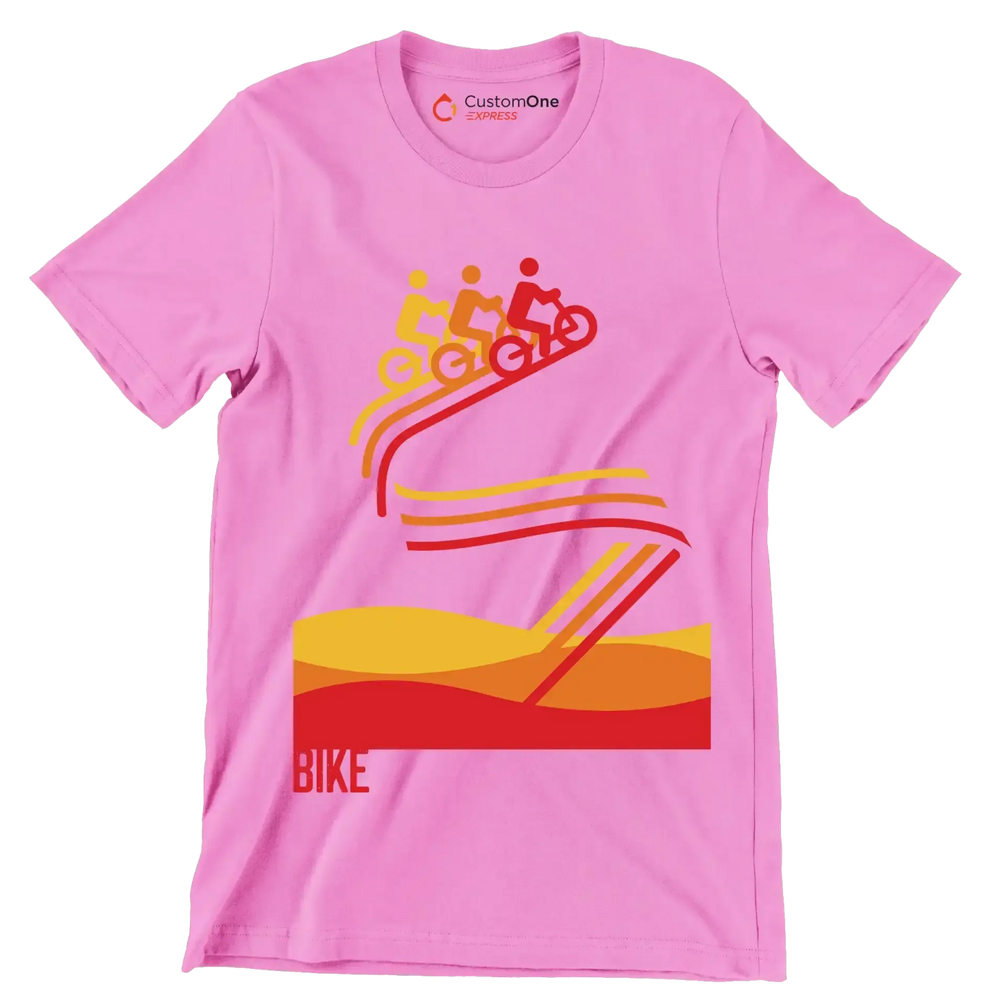 BIKE - Bicycle Themed T-Shirt-Pink-S-Custom One Express