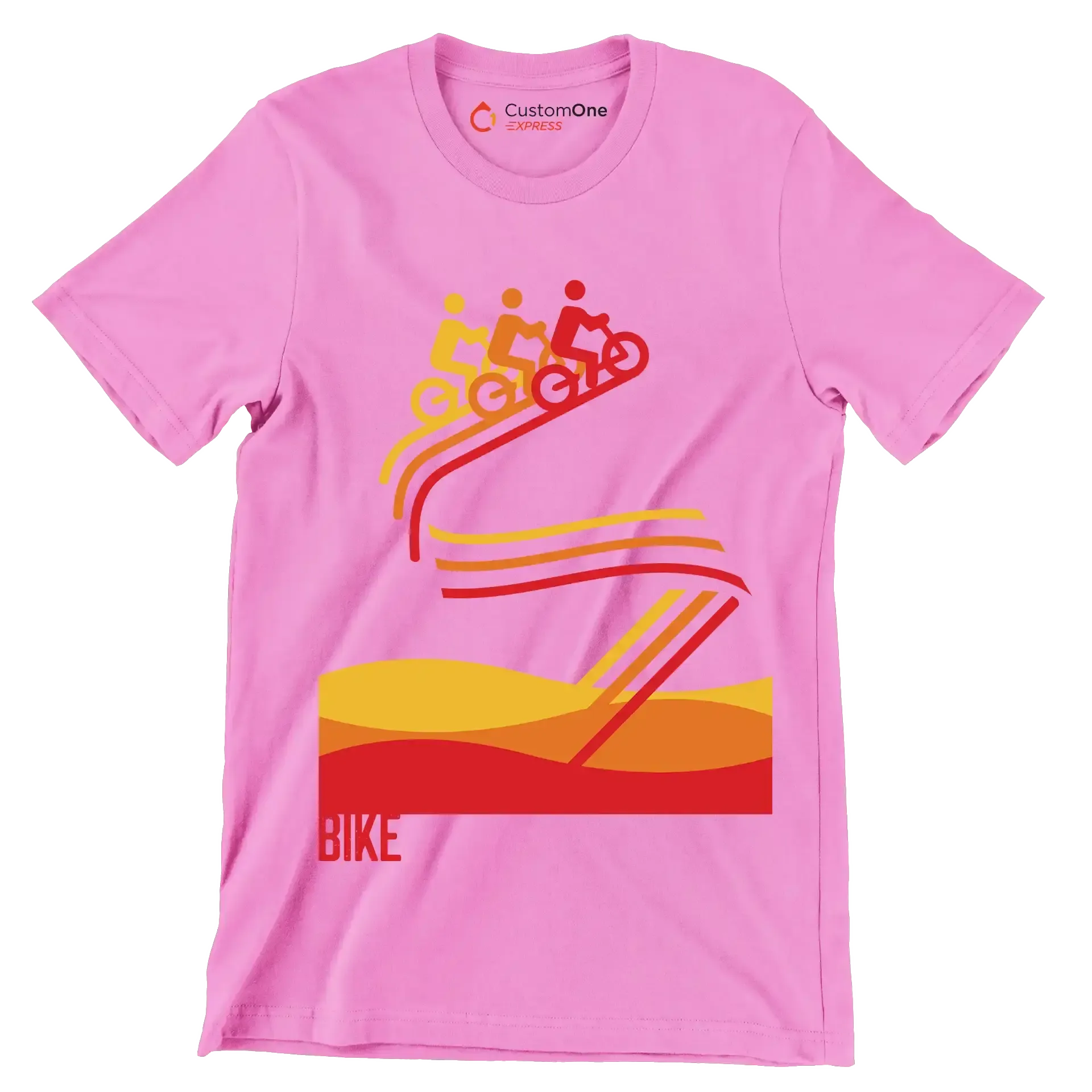 BIKE - Bicycle Themed T-Shirt-Pink-S-Custom One Express