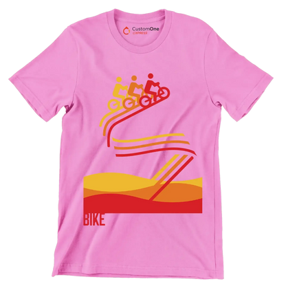 BIKE - Bicycle Themed T-Shirt-Pink-S-Custom One Express