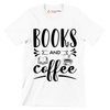 BOOKS AND coffee - Coffee Themed T-Shirt-White-S-Custom One Express
