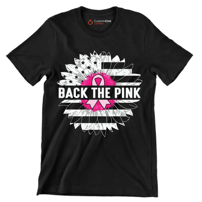 Back The Pink - Breast Cancer Awareness T-Shirt-Black-S-Custom One Express