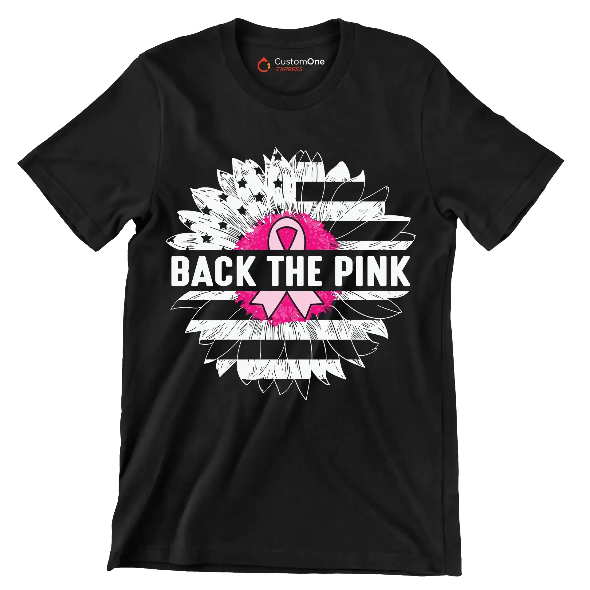 Back The Pink - Breast Cancer Awareness T-Shirt-Black-S-Custom One Express