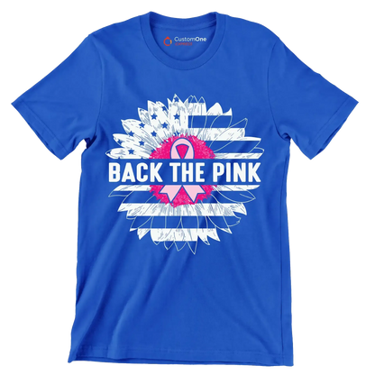 Back The Pink - Breast Cancer Awareness T-Shirt-Blue-S-Custom One Express
