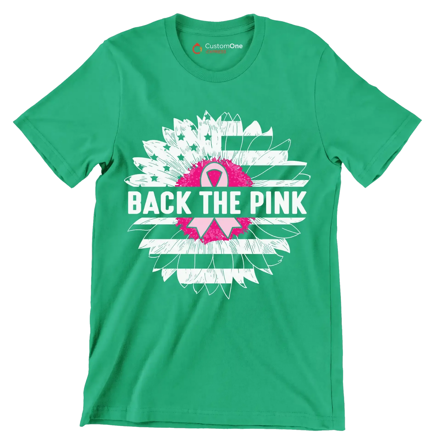 Back The Pink - Breast Cancer Awareness T-Shirt-Green-S-Custom One Express