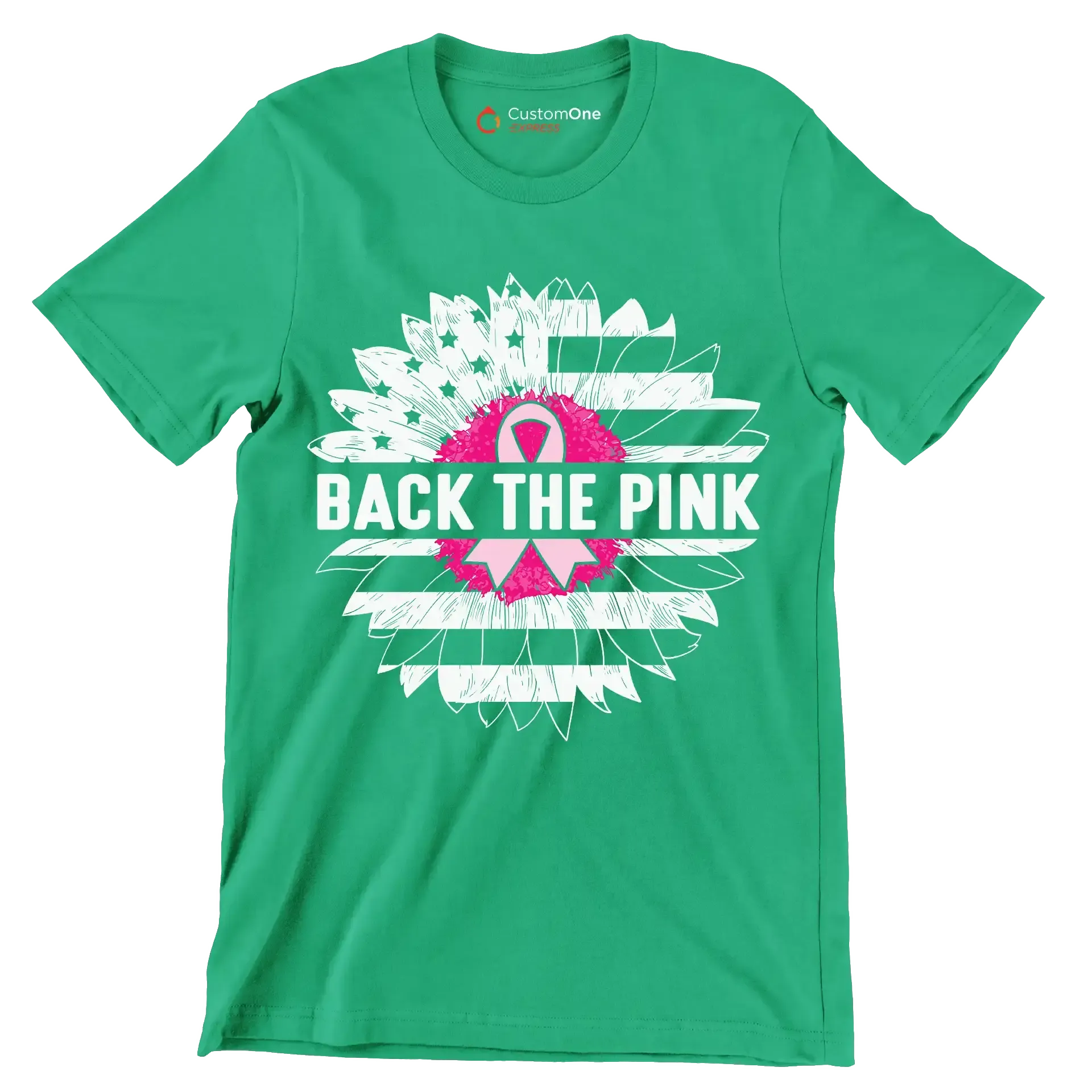 Back The Pink - Breast Cancer Awareness T-Shirt-Green-S-Custom One Express