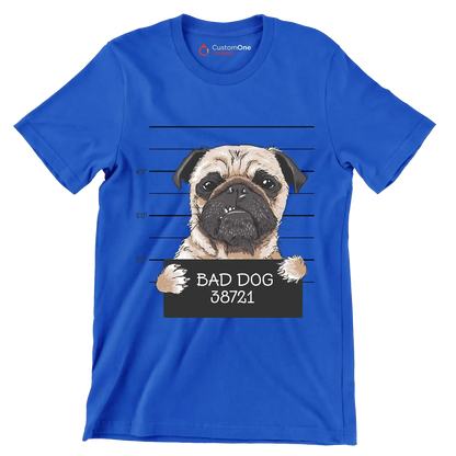 Bad dog 38721 - Dog Themed T-Shirt-Blue-S-Custom One Express