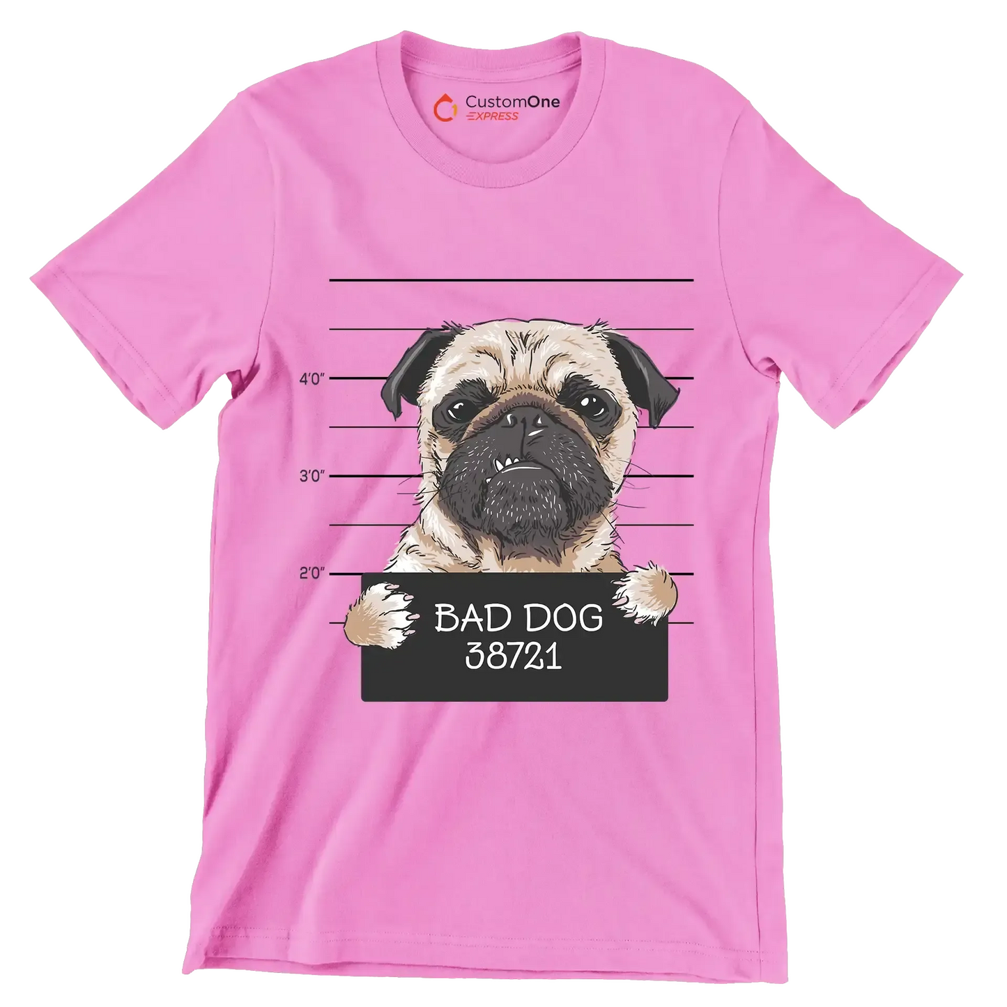 Bad dog 38721 - Dog Themed T-Shirt-Pink-S-Custom One Express