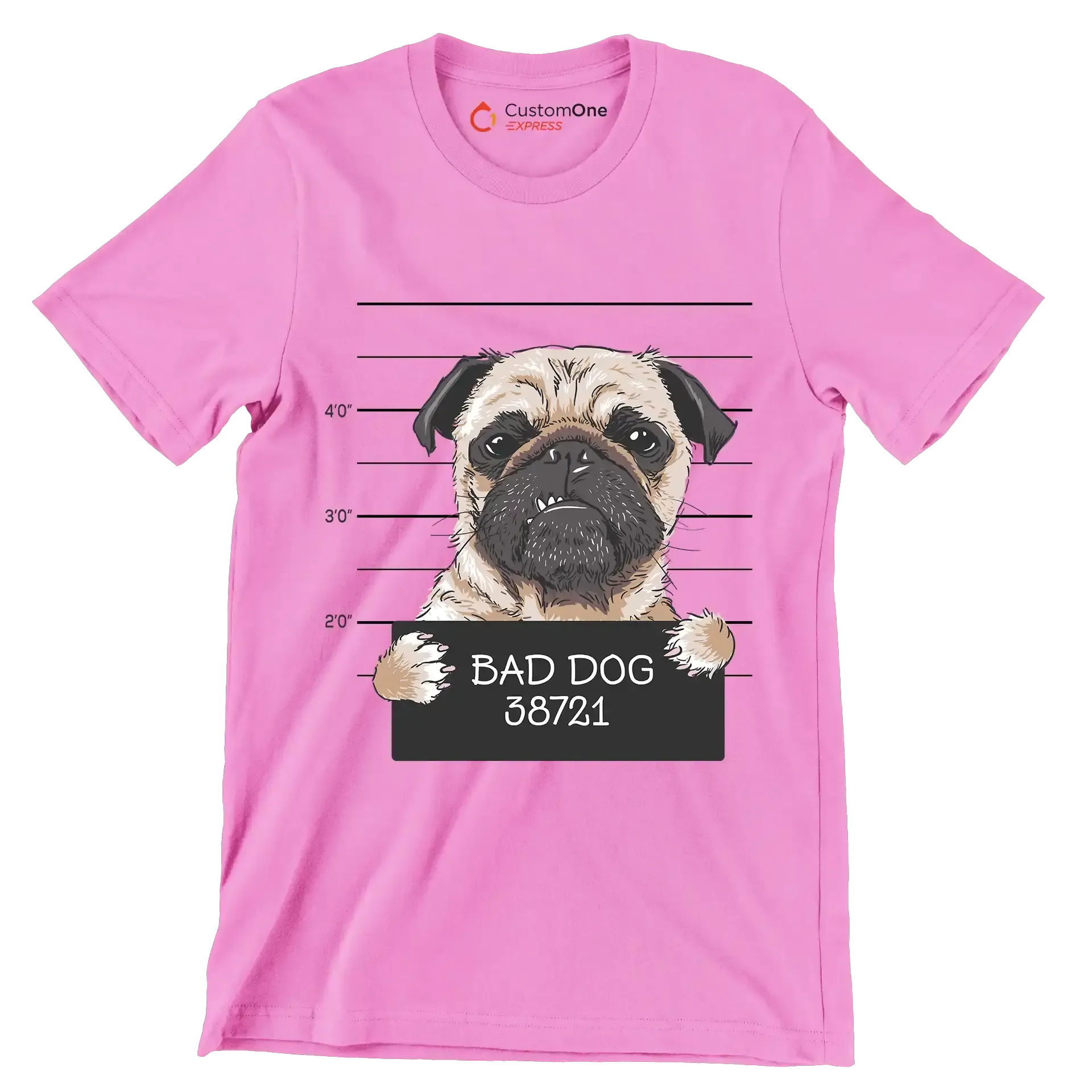 Bad dog 38721 - Dog Themed T-Shirt-Pink-S-Custom One Express
