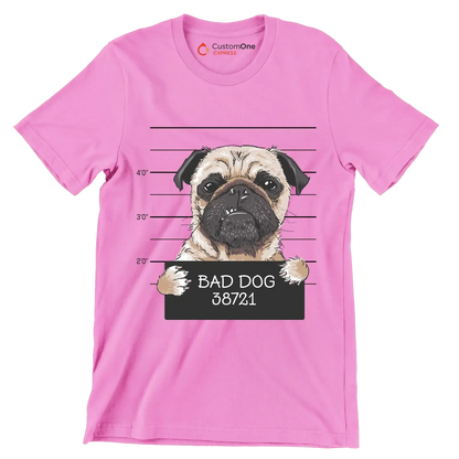 Bad dog 38721 - Dog Themed T-Shirt-Pink-S-Custom One Express
