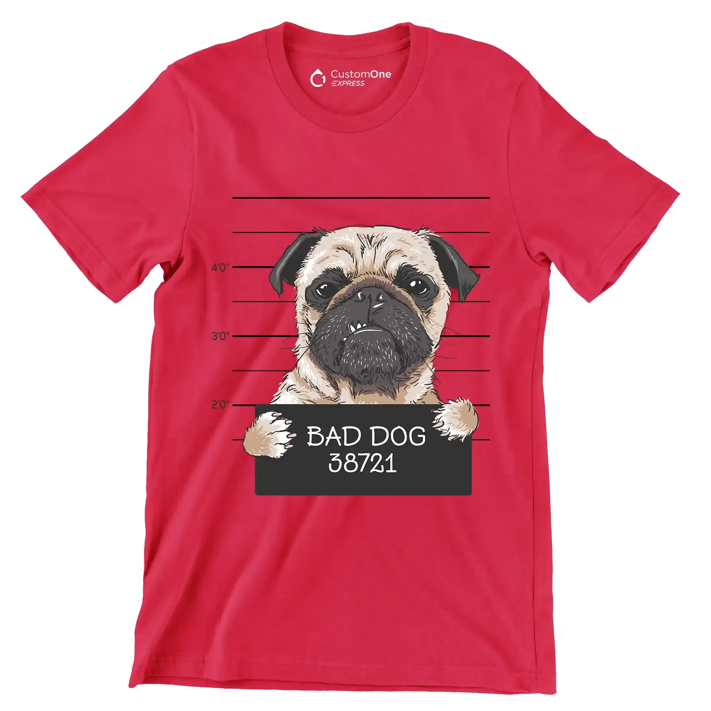 Bad dog 38721 - Dog Themed T-Shirt-Red-S-Custom One Express
