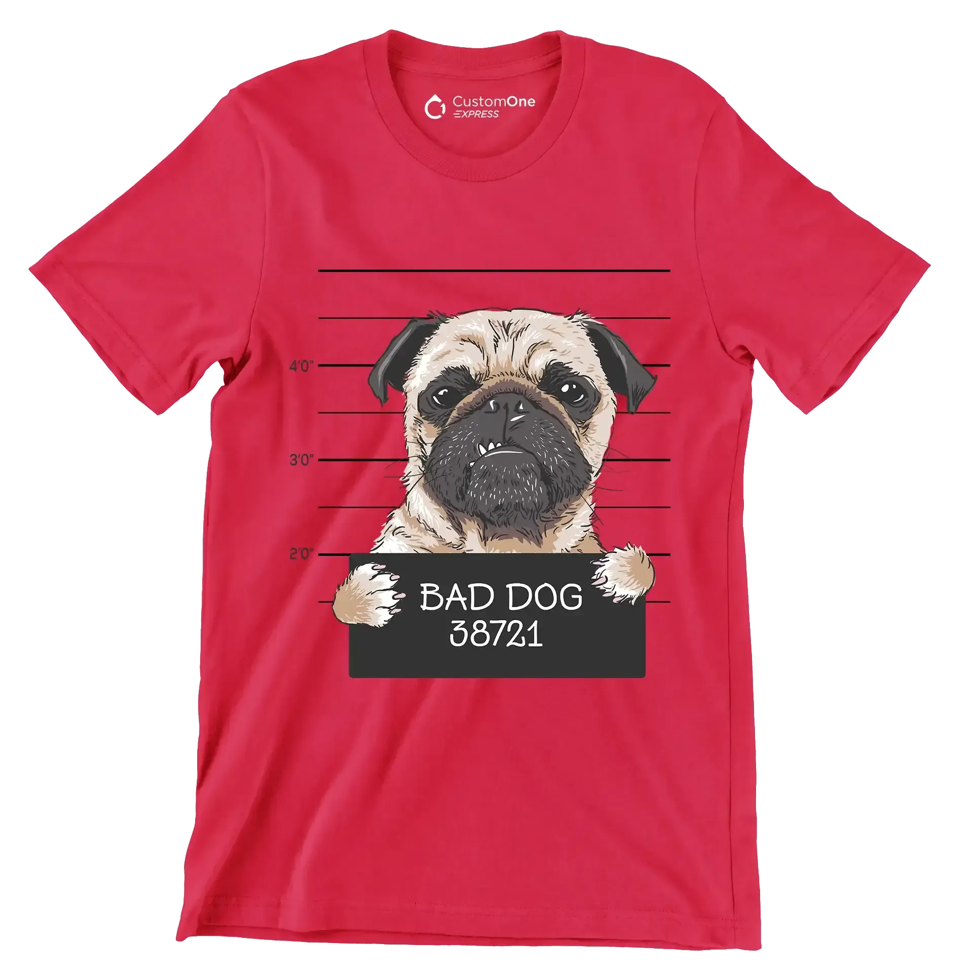 Bad dog 38721 - Dog Themed T-Shirt-Red-S-Custom One Express