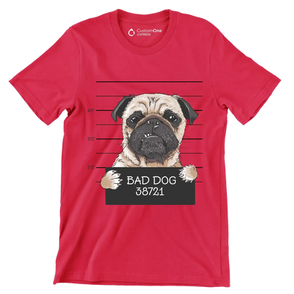 Bad dog 38721 - Dog Themed T-Shirt-Red-S-Custom One Express
