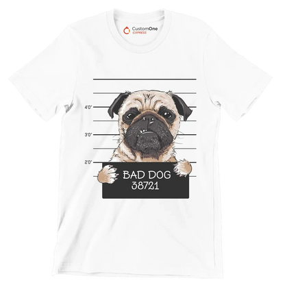 Bad dog 38721 - Dog Themed T-Shirt-White-S-Custom One Express
