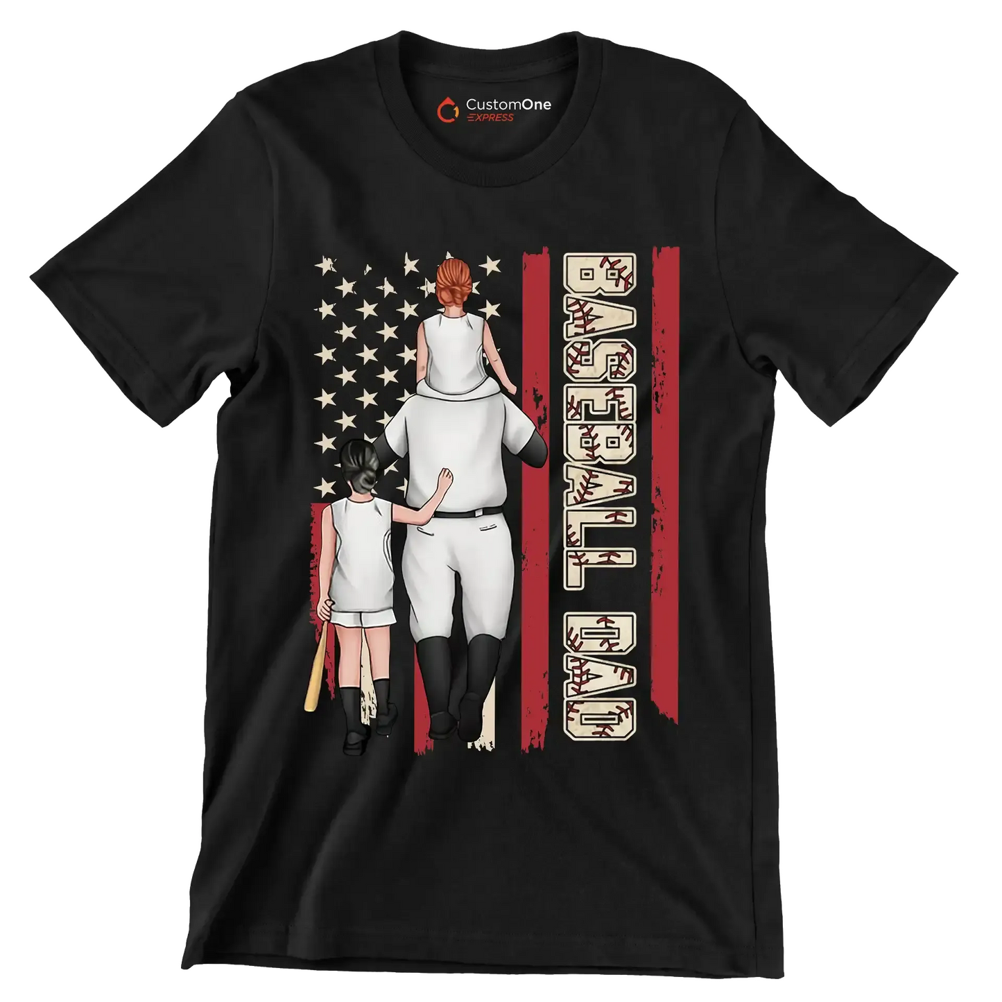 Baseball Dad - Father’s Day T-Shirt-Black-S-Custom One Express