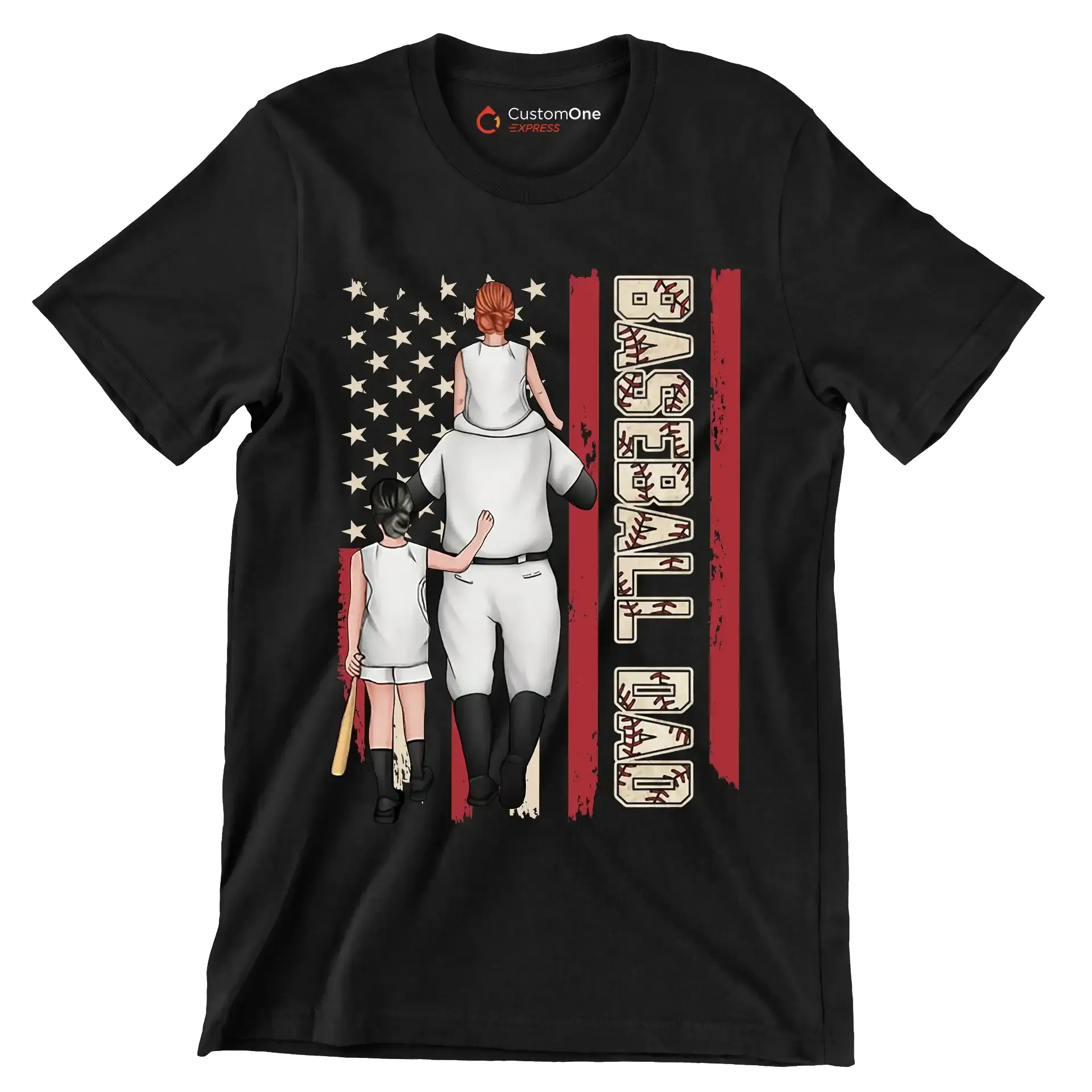 Baseball Dad - Father’s Day T-Shirt-Black-S-Custom One Express
