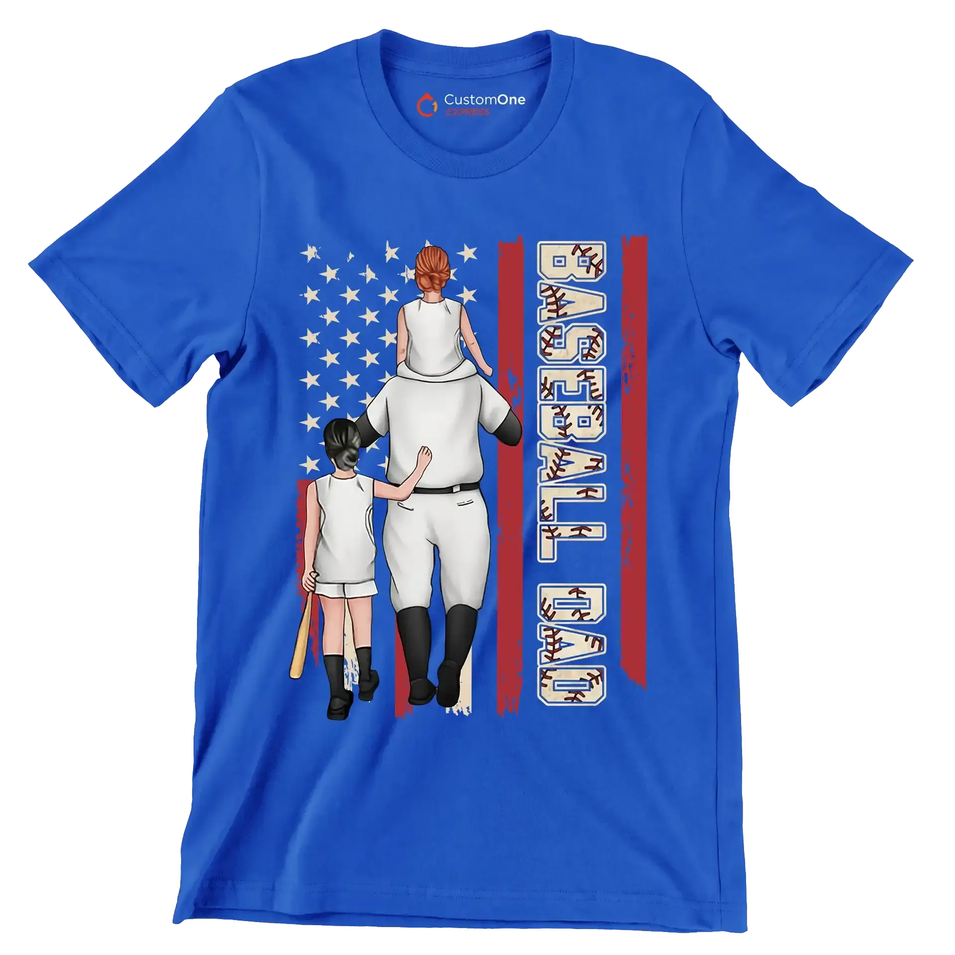 Baseball Dad - Father’s Day T-Shirt-Blue-S-Custom One Express