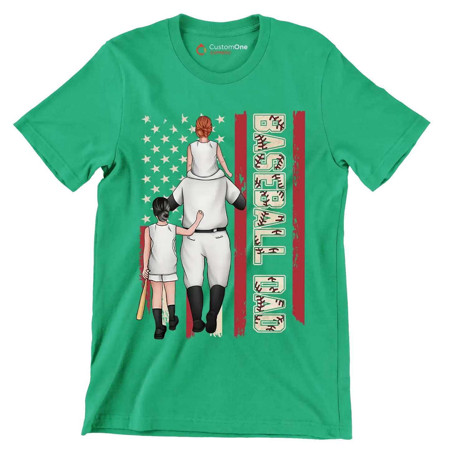 Baseball Dad - Father’s Day T-Shirt-Green-S-Custom One Express